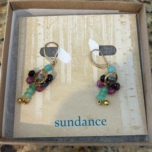 Sundance Beaded Dangle Earrings in Purple and Blue - NWOT